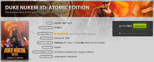 Цифровая дистрибуция - Получи Duke Nukem на халяву. GOG.com раздает игры.